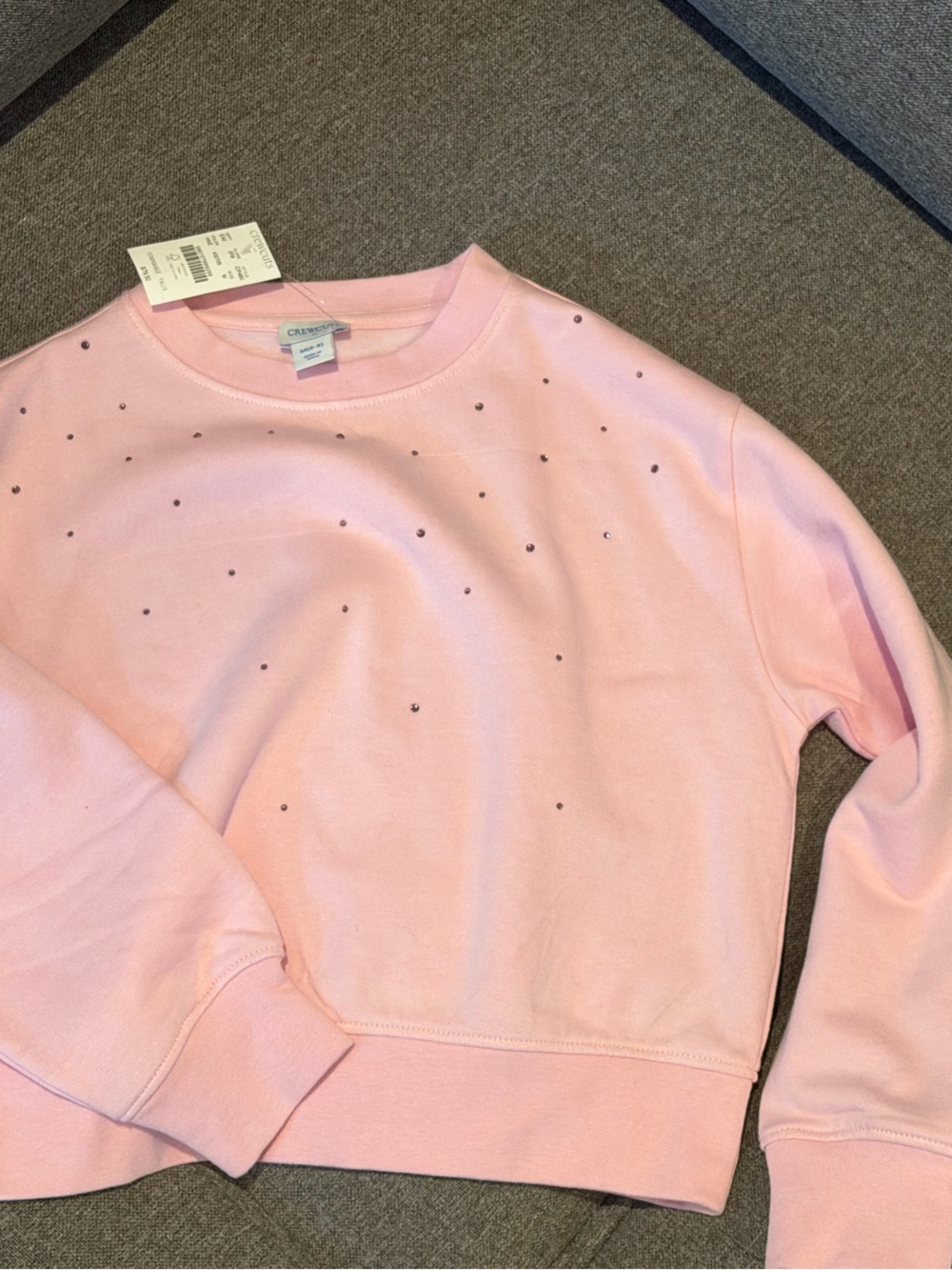 Crewcuts Light Pink Sweatshirt with Scattered Crystal Dots